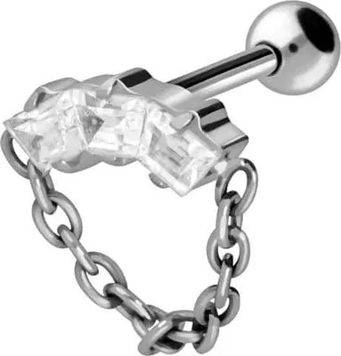Produktbild von Ohrpiercing Titan Ohrpiercing KRISTALLBOGEN + KETTE