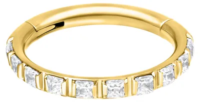 Produktbild von Wildcat Piercingringe - Angular Crystal Clicker aus Chirurgenstahl 316L, Körperstelle: Ohr, Nase, Lippe, Bauchnabel, Durchmesser: 10,0mm, Gold-Kristallklar