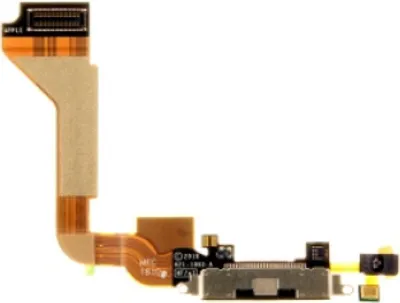 Produktbild von Lade und Dock Anschluss Flexkabel mit Mikrofon für iPhone 4 schwarz