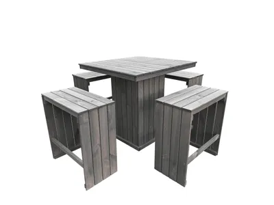Produktbild von Sitz-Garnitur Grömitz 1 Tisch + 4 Bänke, grau, 100% Kiefer Massivholz