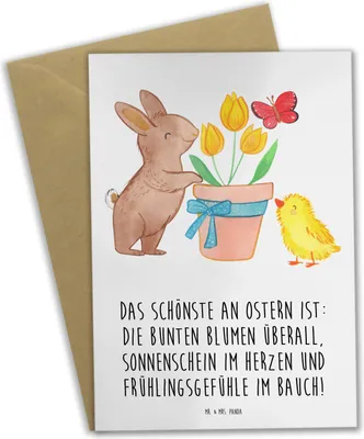 Produktbild von Mr. & Mrs. Panda Glückwunschkarte Hase Küken - Weiß - Geschenk, hochzeitskarten, weihnachtskarten, Ostern, dankeskarten, einladungskarten, Grußkarte, Ostergeschenk