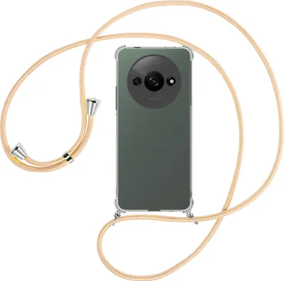 Produktbild von Handykette Backcover-Schutzhülle mit Band (Metall silberfarben) für Xiaomi Redmi A3 - Goldkordel