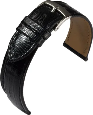 Produktbild von BARINGTON TEJU-EIDECHSE Uhrenarmband XL | Lederband | schwarz 35402, Stegbreite:18mm, Schließe:Silbern