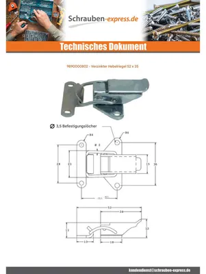 Produktbild von Riegel für Hebel Verzinkt 52 X 35