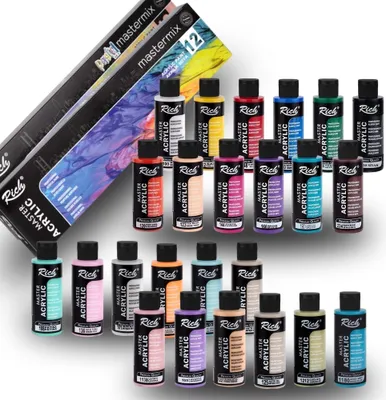 Zdjęcie produktu dla RICH MASTERMIX Farby akrylowe, zestaw 24 kolorów – 60 ml