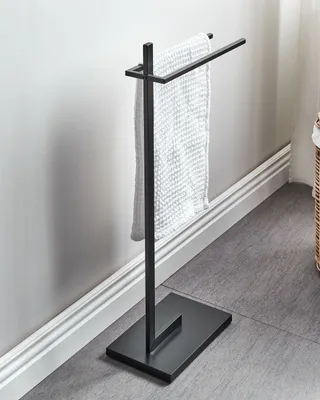 Obrázek produktu pro BELIANI Věšák na ručníky černá ocel 2 kolejnice koupelnové doplňky věšák na ručníky moderní design