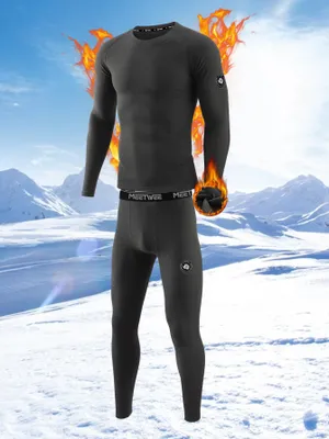 Produktbild von Thermounterwäsche Herren Winter Funktionsunterwäsche Skiunterwäsche Thermowäsche Set Warm Weich Funktionswäsche atmungsaktiv -Schwarz-M