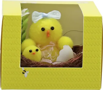 Produktbild von Osterdeko Küken im Nest Chenille 6,5 x 5,5 cm gelb