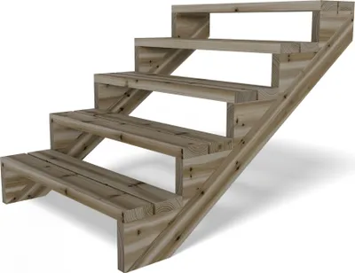 Produktbild von Terrassentreppe Kiefer kesseldruckimprägniert Treppe mit Stufen Wangentreppe  Größe: 5-stufig Breite: 95 cm
