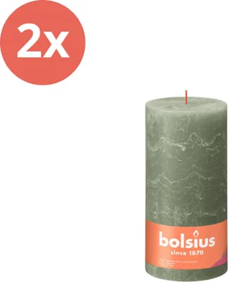 Obrázok produktu pre Bolsius - Rustikálna sviečka - 200/100 - 1 kus v balení - Čerstvá oliva - Hodnotné balenie - 2 kusy