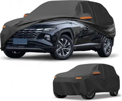 Image de Housse Voiture šŠtanche Toutes Saisons Pour Automobile ExtšŠrieure Anti-Uv Soleil Pluie Protection Complššte ExtšŠrieure Pour Hyundai Tucson 190T-Pu Noir Avec Bandes RšŠflšŠchissantes