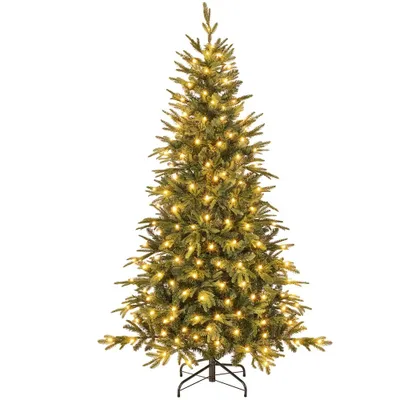 Produktbild von Yaheetech Künstlicher Weihnachtsbaum mit Ständer 183 cm, mit 300 LED & 1309 Spitzen, Tannenbaum mit Warmweiß Beleuchtung 8-Modi, Grün