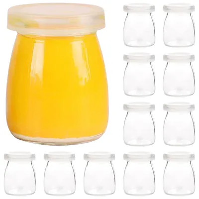 Immagine prodotto di 12 bottiglie di vetro per budino con coperchio, capacità 150 ml