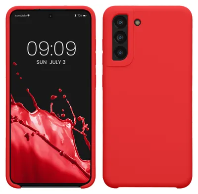 Produktbild von kwmobile Handyhülle für Samsung Galaxy S21 FE Hülle - Case Silikon - Kabelloses Laden - Schutzhülle Cover in Klassisch Rot