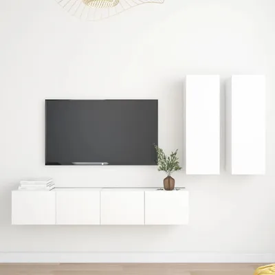 Produktbild von The Living Store 4-tlg. TV-Schrank-Set Weiß Holzwerkstoff