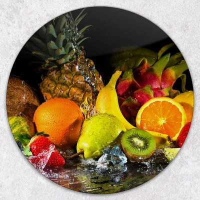 Produktbild von Glas-Herdabdeckplatten Glaskeramikkochfeld-Abdeckung Spritzschutz Glas Runden Schneidebrett fi40 cm - Obst Splash