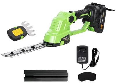 Zdjęcie produktu dla Nożyce do żywopłotów i trawy 2 w 1 – 20/10 cm | Kolor: Zielony | Wymiary: 13x55x8 cm