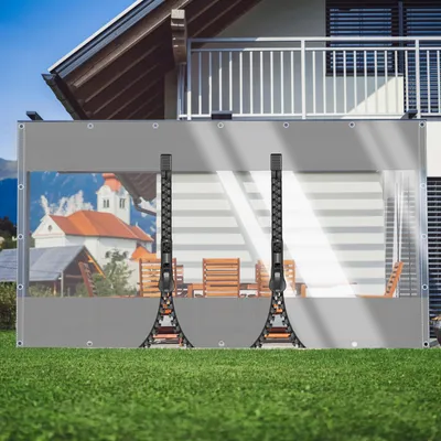 Zdjęcie produktu dla Plandeka ochronna pergola - Przezroczysta PVC - 0,5 mm - 3 x 2 m - Z oczkami i zamkami błyskawicznymi - Do użytku wewnątrz i na zewnątrz