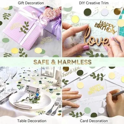Immagine prodotto di Coriandoli da tavola verdi e dorati – 200 pezzi per feste di compleanno – decorazione da tavola riutilizzabile con coriandoli verdi