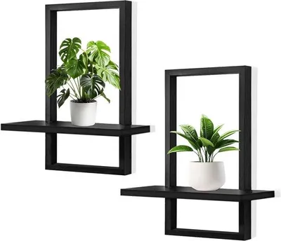 Image de Ibenzoa® Étagère murale noire flottante en bois – étagère murale élégante pour la décoration et le rangement, robuste, montage facile, vis incluses