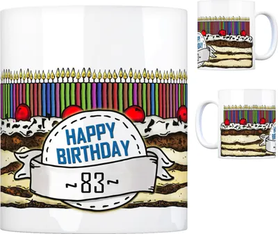 Produktbild von Geburtstagstorte Kaffeebecher zum 83. Geburtstag mit 83 Kerzen Tasse Becher mug