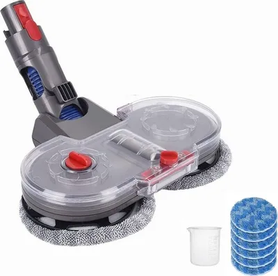 Produktbild von Elektrischer Wischaufsatz für Dyson V11 V10 V8 V7 V15 Staubsauger, Wischmopp Aufsatz Set mit 6 Blau Mopppads und Abnehmbarer Wassertank