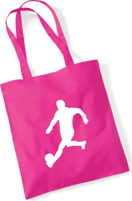 Produktbild von Huuraa Jutebeutel Fußball Soccer 10 Liter Fuchsia Baumwolle Tasche Geschenkidee