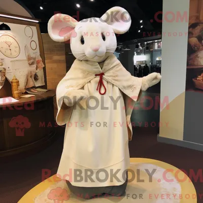 Produktbild von Cremefarbenes REDBROKOLY Maus-Maskottchenkostüm mit A-Linien-Kleid und Schalkragen