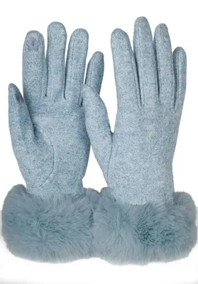 Produktbild von styleBREAKER Damen Touchscreen Handschuhe Einfarbig mit Kunstfell Besatz, warme Fingerhandschuhe, Winter 09010038