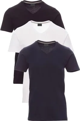 Produktbild von Mivaro Herren T-Shirt 3er Pack V-Ausschnitt Schwarz/Weiß/Dunkelblau- V-Neck Shirt aus 100% Baumwolle, Regular Fit, Basic Kurzarm, bis 5XL