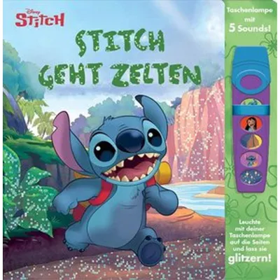 Image de Disney Stitch - Stitch geht zelten - Interaktives Taschenlampen-Soundbuch mit 5 Geräuschen und Glitzerseiten