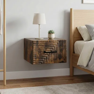 Imagen del producto de vidaXL Mesitas de noche de pared, 2 unidades, roble ahumado, 34,5 x 33 x 20 cm