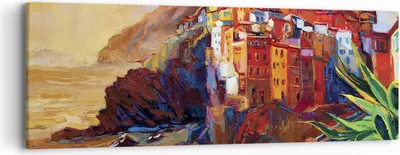 Produktbild von Bild auf Leinwand - Leinwandbild - Einteilig - Manarola Bunt Öl - 90x30cm - Wand Bild - Wanddeko - Wandbilder - Leinwanddruck - Bilder - Wanddekoration - Leinwand bilder - Wandbild - AB90x30-4164