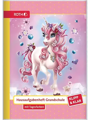 Immagine prodotto di ROTH 89490 ROTH Hausaufgabenheft Einhorn Beauty Klipp & Klar liniert A5 ohne Rand, 96 Blatt