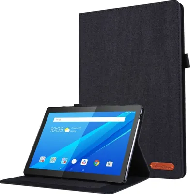 Produktbild von König Design Tablet-Hülle kompatibel mit Lenovo Tab P10 Stoff Smart Cover Case Etui Schwarz
