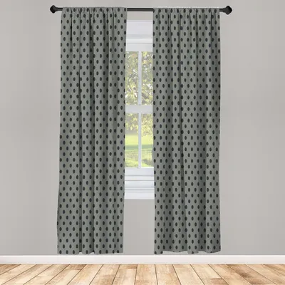 Immagine prodotto di ABAKUHAUS Tende con motivo a pois Set di 2 pannelli per soggiorno e camera da letto, piccoli cerchi retrò in stile vintage Motivi geometrici Composizione rotonda, 150 cm x 175 cm, verde salvia
