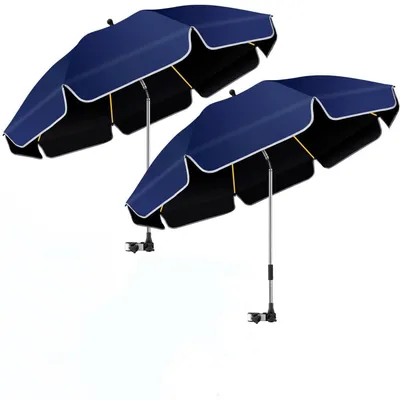 Obrázok produktu pre Sada plážovej stoličky a slnečníka, 2 kusy, výška 124 cm, ochrana UPF50+, otočná o 360°