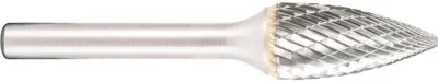 Produktbild von Projahn Hartmetallfräser, Form G Spitzbogen d1 16.0 mm, Schaftd. 6.0 mm Kreuzverzahnung