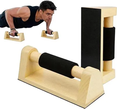Produktbild von Push-up-Stangen-Set, 2 Stück - Holz-Liegestützstangen - Ergonomische Griffe - Ideal für Fitness-Training
