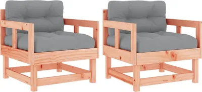 Produktbild von vidaXL Gartenstühle mit Kissen 2 Stk. Massivholz Douglasie