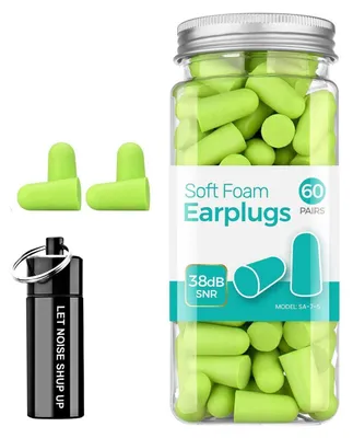 Image de Bouchons d'oreille de protection, 60 paires, 38 dB de réduction du bruit, en mousse super douce, pour la protection contre le bruit, de couleur vert pâle