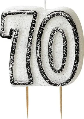 Produktbild von 70. Geburtstag Glitzer Kerzen Pick Schwarz