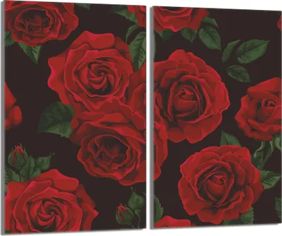 Produktbild von Herdabdeckplatten 2 teilig 30x52 Glaskeramikkochfeld Abdeckung Glas, Rosen Rot