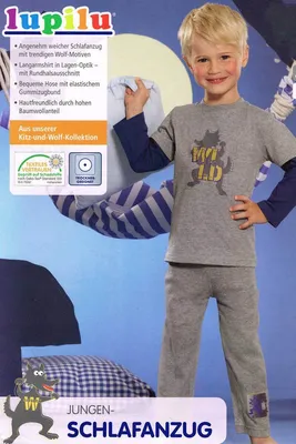 Produktbild von Lupilu Jungen Schlafanzug  86/92 Grau/Blau - Uni