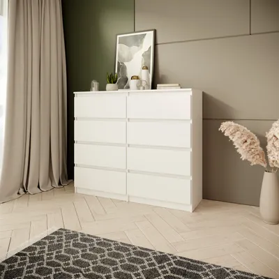 Produktbild von Moderne Kommode CLASSIC - Sideboard 100cm mit 8 Schubladen & Grifflosen Fronten (Weiß)