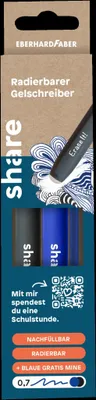 Produktbild von share Gelroller radierbar Strichstärke 0,7 mm schwarz+blau