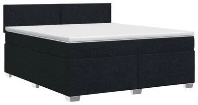 Zdjęcie produktu dla Łóżko sprężynowe z materacem czarne 180 x 200 cm tkanina