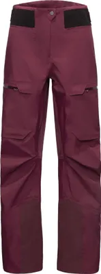 Dunkelrote Hardshellhose für Damen mit verstärkten Knien und seitlichen Reißverschlusstaschen