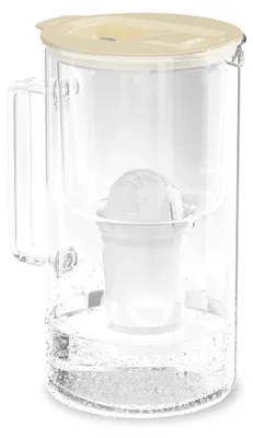 Wasserfilterkanne aus Glas, 2 l, mit LED-Anzeige, Beige