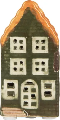 Produktbild von Clayre & Eef Dekoratives Haus mit LED 4x4x8 cm Grün Keramik